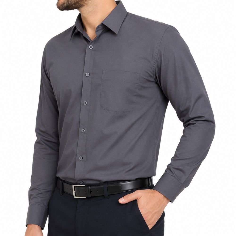Dark Grey Formal Shirt with Logo Printing | Globalware