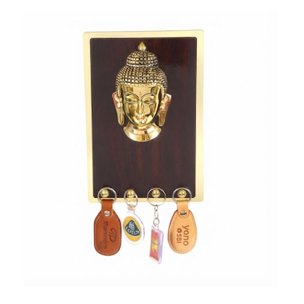Wooden Hanging Key Holder with Buddha Ji Murti | Customized Corporate Gift