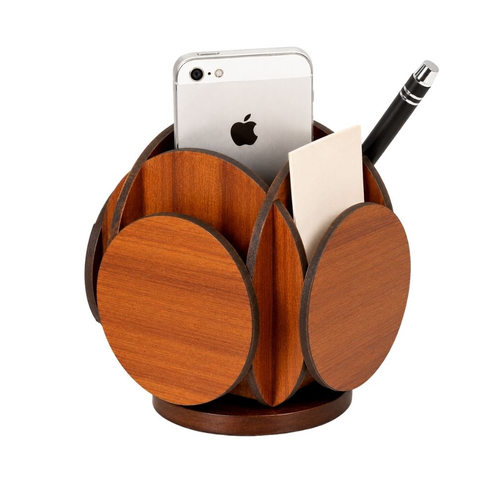 Wooden Revolving Desktop Organizer | Customized Corporate Gift