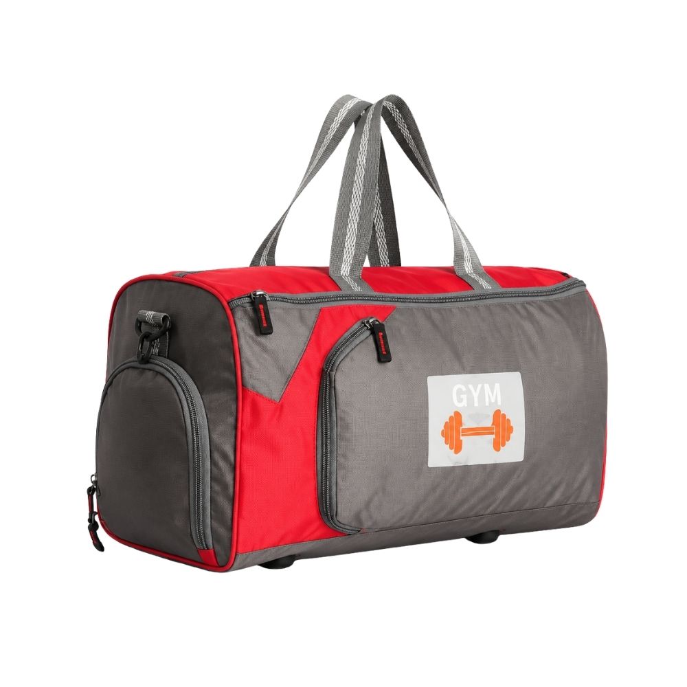 Red & Grey Gym Duffle Bag for Travel, Sports & Corporate Gifting
