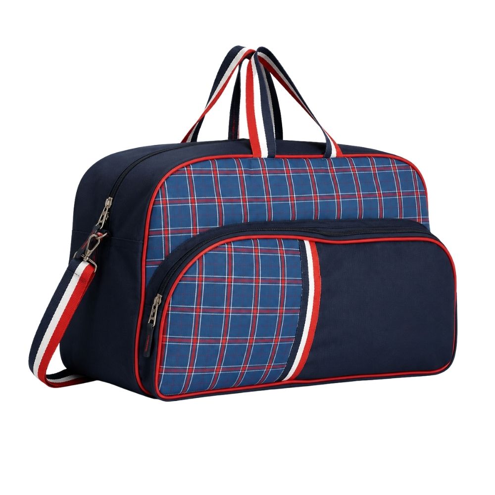Blue Checkered Travel Duffle Bag for Weekend Trips & Corporate Gifting
