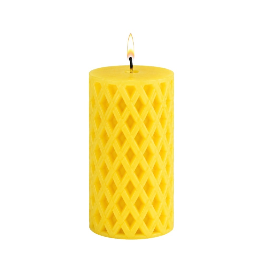 Candles for Corporate Gifts – Diamond Pattern Pillar Candles in Red, Blue, Yellow and Green