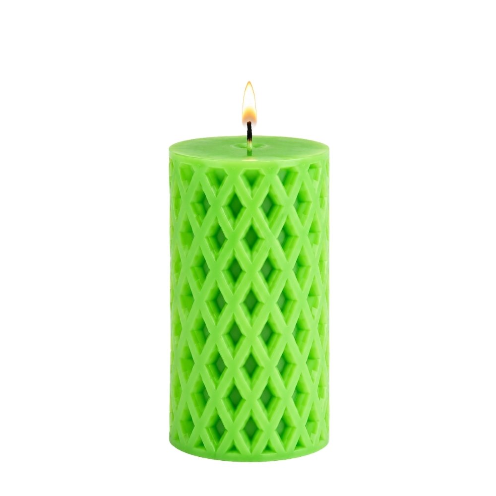 Candles for Corporate Gifts – Diamond Pattern Pillar Candles in Red, Blue, Yellow and Green