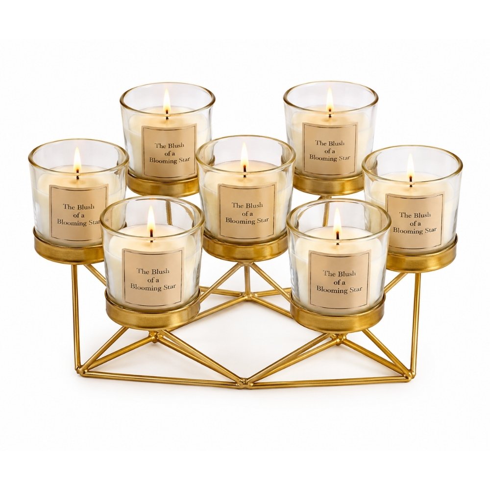 Wrapped Bouquet Set of 7 Glass Candles with Stand – Candles for Corporate Gifts