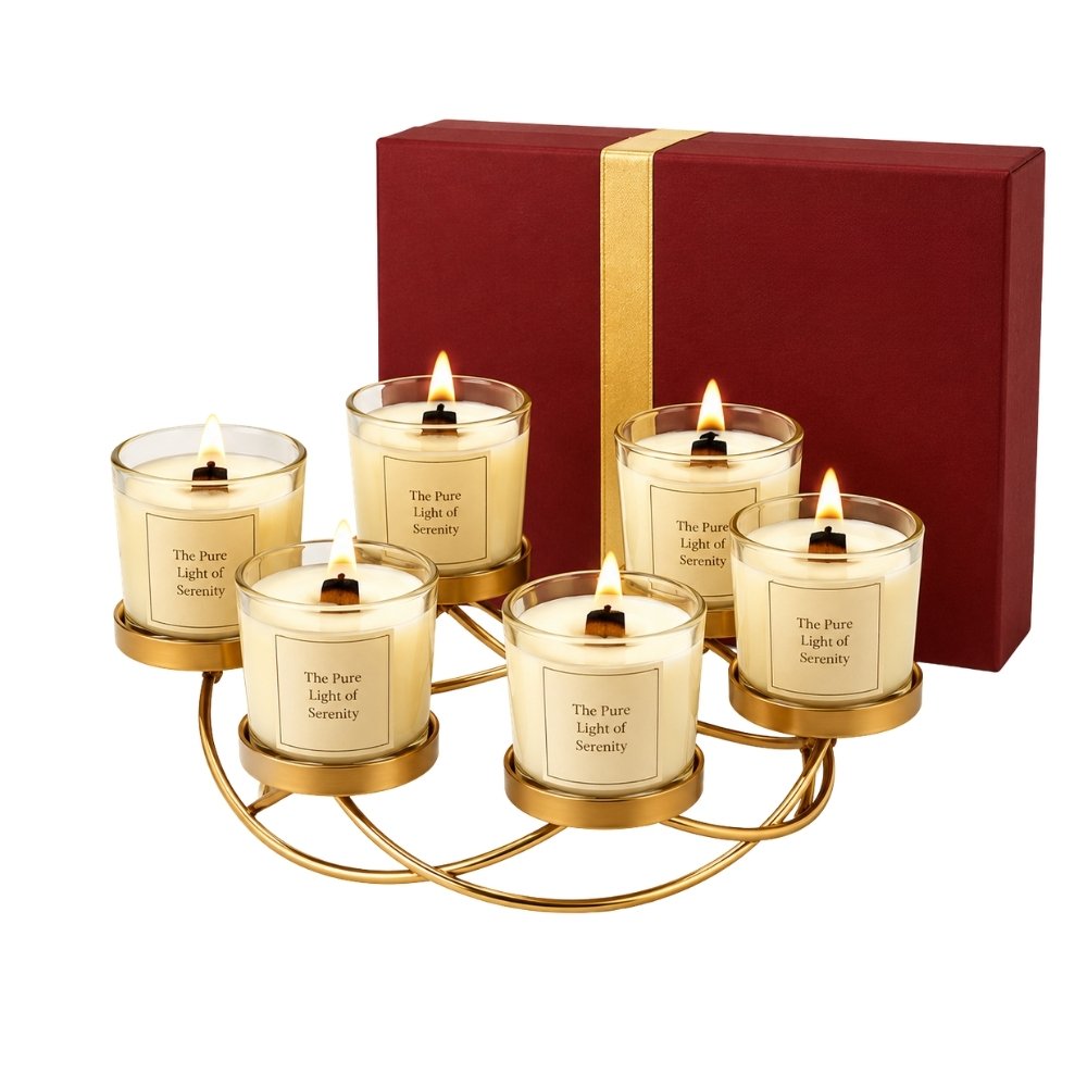 The Light of Serenity Set of 6 Glass Candles – Candles for Corporate Gifts