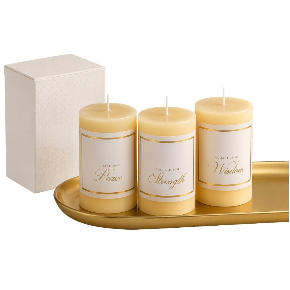 Floral Symphony Set of 3 Pillar Candles – Candles for Corporate Gifts
