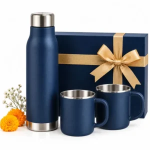 Corporate Diwali drinkware gift set with bottle and glasses